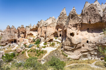 Beautiful view of Zelve open air museum, Cappadocia