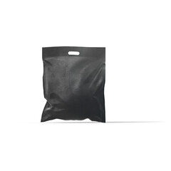 Black standing zipper pouch isolated on transparent background , can be used in a variety of industries, such as food and beverage, cosmetics, and electronics.