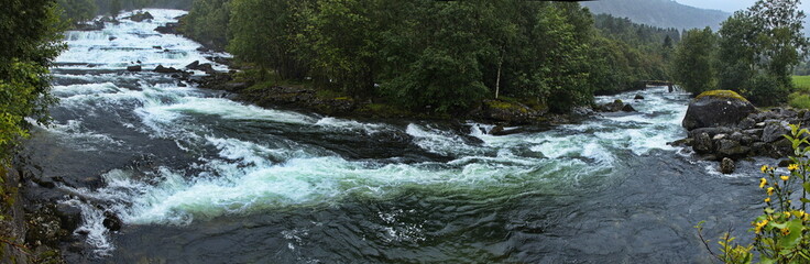 Reindalselva river at Vallestad in Norway, Europe
