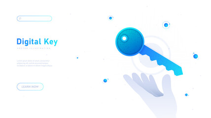 Digital key white poster vector