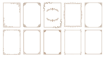 Retro ornamental frame, rectangle ornaments. Decorative vintage frames, borders.  Isolated icons vector set..eps