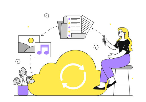 Woman with download vector concept