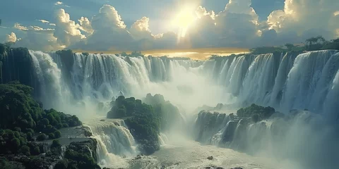 Foto op Canvas natural landscape with view of the large waterfall © Evgeny