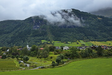 Landscape at Hopperstad in Norway, Europe
