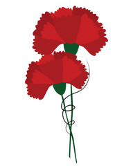 red poppies isolated on white. Funeral flowers. vector illustration - obrazy, fototapety, plakaty
