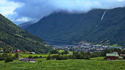 View of Vik at Sognefjord in Norway, Europe
