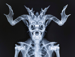 X-ray of a Skeletal Demon Haunting,5 Halloween