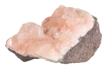 Heulandite mineral stone rock isolated on white background. Mineralogy stones gem concept.