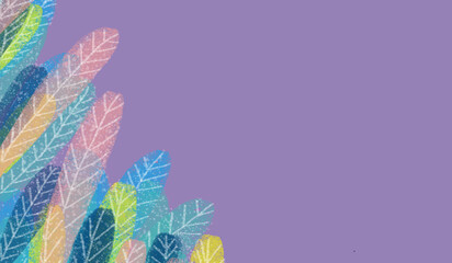 Fototapeta na wymiar marco artístico de vegetación variopinto, pastel, textura de acuarela, fondo lila, con espacio, web , redes