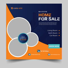 Real estate home social media post or square banner template
