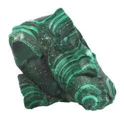Malachite mineral rock isolated on white background. Mineralogy stone concept