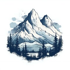 hand drawn mountain illustration