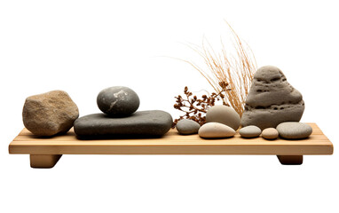 Zen Garden Wooden Arrangement Platform Isolated On Transparent Background PNG.