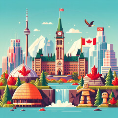 Flat vector skyline of Canada