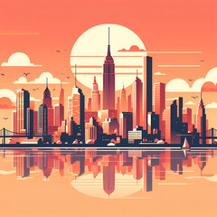 Flat vector skyline of New York