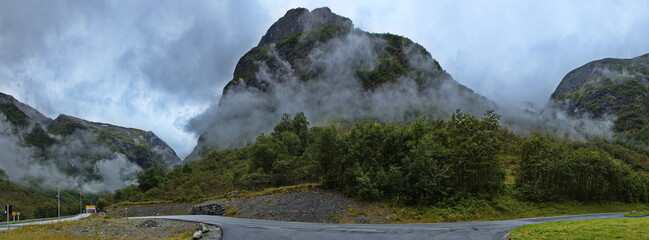 Landscape at the road to Undredal in Norway, Europe
