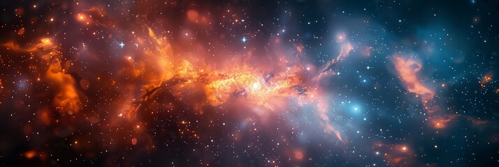 Fototapeta na wymiar Space Galaxy Star Cluster Panoramic Background With Colorful Cosmic Clouds and Sparkling Stars