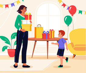 Gifts for boy vector concept