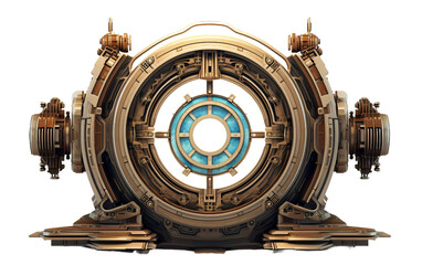 Retro Sci-Fi Dimensional Portal Generator, Antique Style Isolated On Transparent Background PNG.
