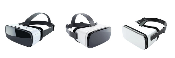 \ - A set of virtual reality headsets isolated on a transparent background