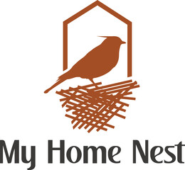 Professional creative logo design template of home nest and bird. 
