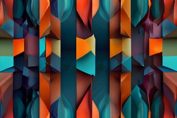 4K Abstract wallpaper colorful design, shapes and textures, colored background, teal and orange colors. Generative AI