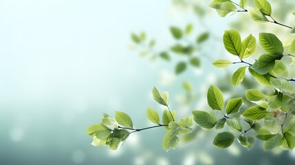 Fototapeta na wymiar tree branch with green leaves background