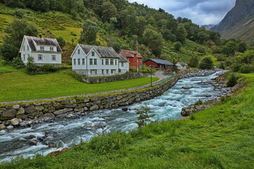 River Undredalselvi in village Undredal at Undredal in Norway, Europe
