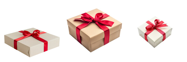 Obraz premium \ - A set of gift box with red label in top transparent background (2)
