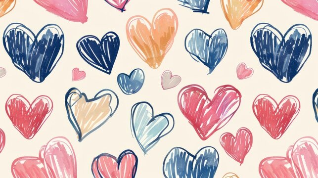 colorful painted hearts background generative ai