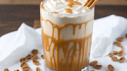cappuccino with whipped cream - obrazy, fototapety, plakaty