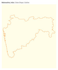 Maharashtra, India. Simple vector map. State shape. Outline style. Border of Maharashtra. Vector illustration.