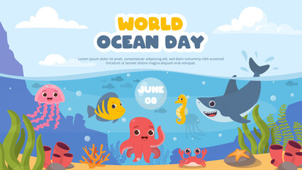 World ocean day vector poster
