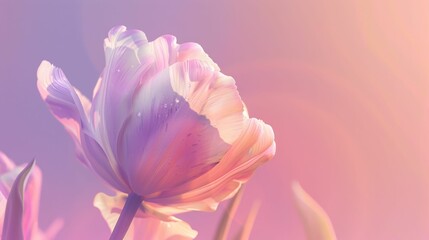 Elegant Close-up of a Tulip Flower in Soft Pink and Purple Hues
