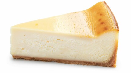 Delicious Slice of Classic New York Style Cheesecake on White