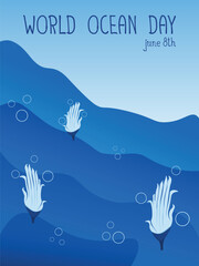 Save World oceans day underwater banner