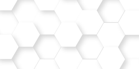 	
Seamless pattern with hexagons. 3d Hexagonal structure futuristic white background and Embossed Hexagon. Hexagonal honeycomb pattern background with space for text. Abstract Technology, Futuristic.