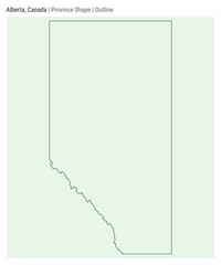 Alberta, Canada. Simple vector map. Province shape. Outline style. Border of Alberta. Vector illustration.