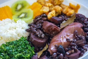 The best and most perfect Brazilian feijoada complete in selective focus and fine details