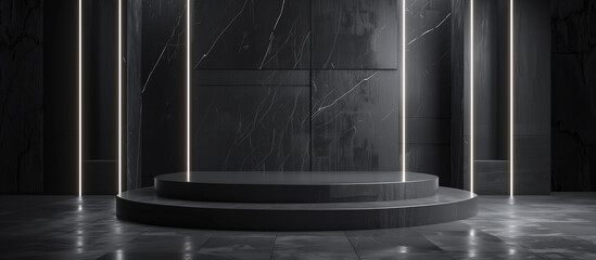 black stage podium product in the modern minimalism room concept 