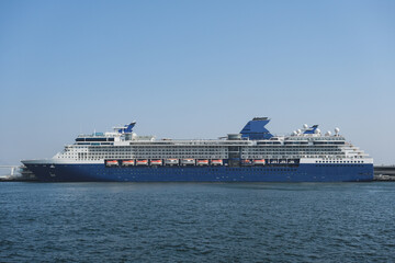 Modern family cruiseship cruise ship liner Millennium in Yokohama port near Tokyo, Japan during...