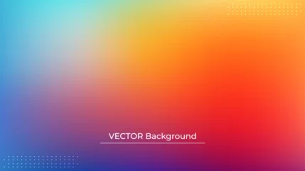 Fotobehang Smooth and blurry colorful gradient mesh background. Modern bright rainbow colors. Easy editable soft colored vector banner template. Premium quality © GraphiStock