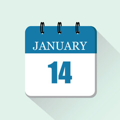 14 january flat daily calendar icon. Vector calendar template for the days of january. Banner for day and month.