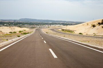 A Beauty Road Through Sand Dunes In Binh Thuan Province, Vietnam.