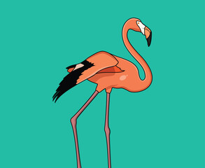 Flamingo vector, pelican, heron design, bird illustration. Orange and Black flamingo bird icon vector illustration for websites
