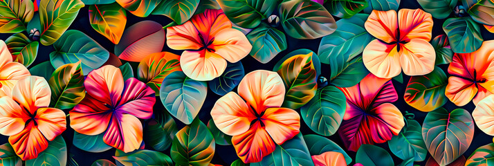Exotic Flowers and Plants in Full Bloom, Highlighting the Beauty and Diversity of Tropical Flora - obrazy, fototapety, plakaty