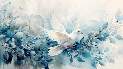 A flying dove in watercolor style