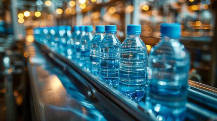 Bottled Water Conveyor Belt in a Modern Manufacturing Unit
