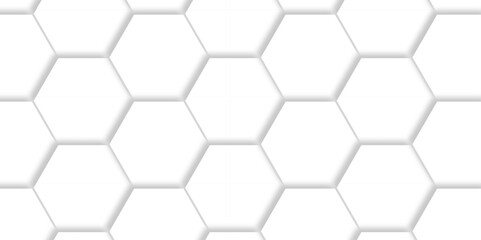 Abstract Technology, Seamless pattern with hexagons. 3d Hexagonal structure futuristic white background and Embossed Hexagon. Hexagonal honeycomb pattern background with space for text.