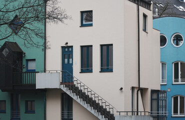 Colorful houses in urban environment near city center